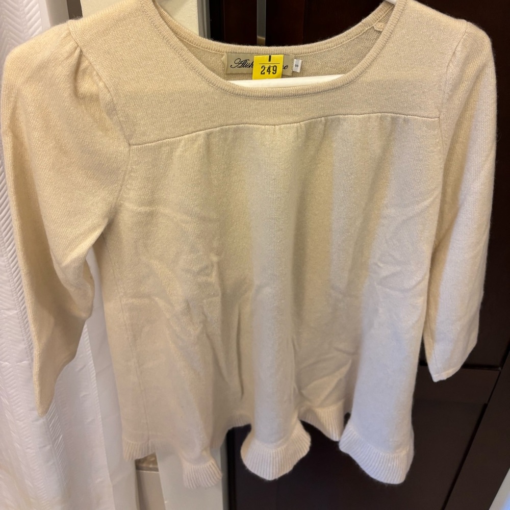 Alisha Levine cashmere open back ruffle sweater